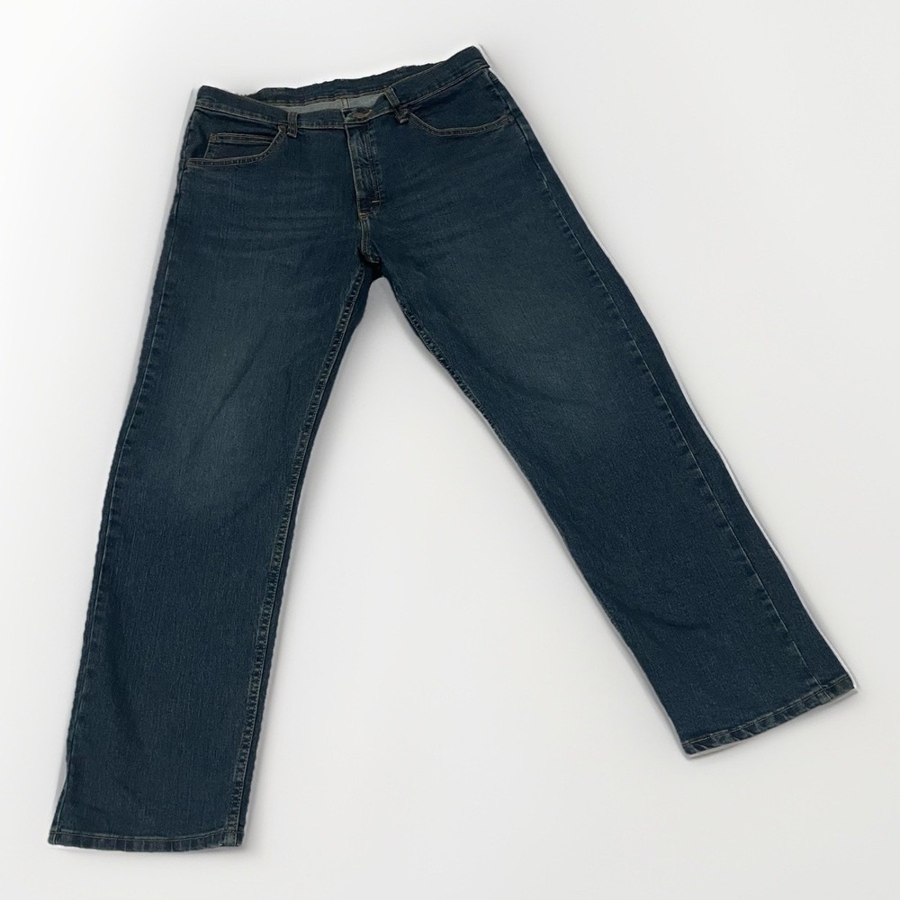Wrangler Men's Blue Denim Straight Jeans Cotton Medium 34x30